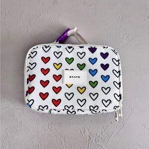 STATE White Insulated Lunchbag with Rainbow Heart Print